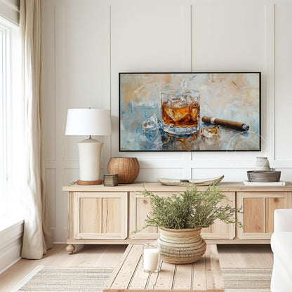 Bourbon and Cigar Tv Art, Digital Download Art for Frame Tv, Spring Tv Art, Floral Tv Art, Oil Painting Frame Tv Art, Bar Art