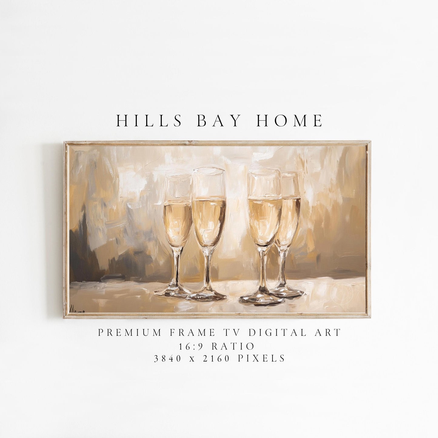 Champagne Tv Art, Digital Download Art for Frame Tv, Spring Tv Art, Floral Tv Art, Oil Painting Frame Tv Art, Bar Art