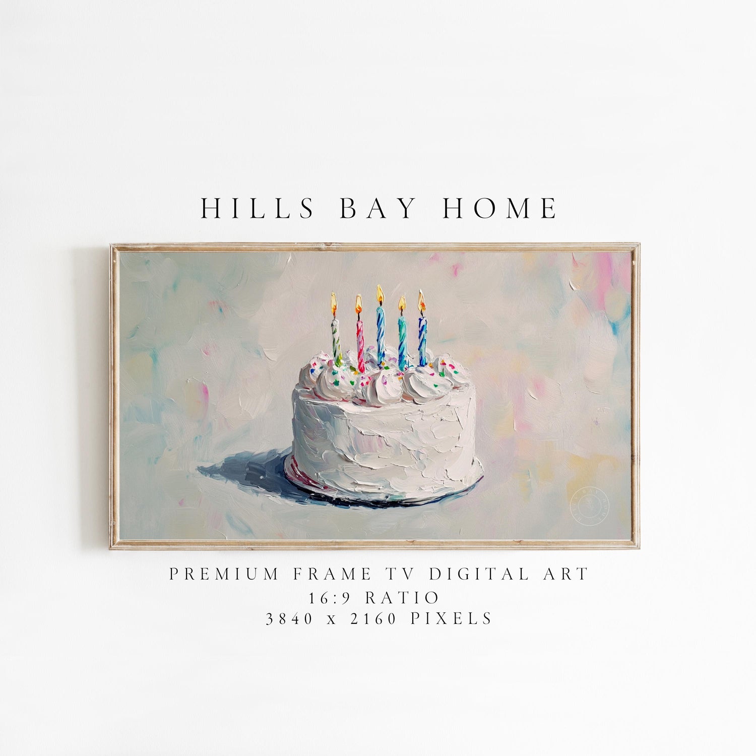 Birthday Tv Art, Digital Download Art for Frame Tv, Spring Tv Art, Floral Tv Art, Oil Painting Frame Tv Art, Cake Tv Art, Celebration Tv Art