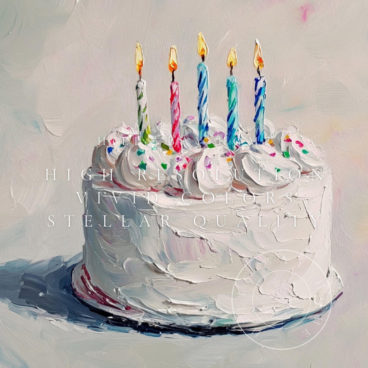 Birthday Tv Art, Digital Download Art for Frame Tv, Spring Tv Art, Floral Tv Art, Oil Painting Frame Tv Art, Cake Tv Art, Celebration Tv Art