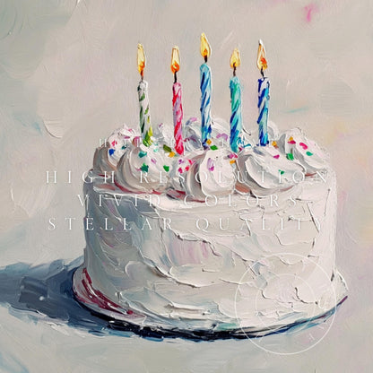 Birthday Tv Art, Digital Download Art for Frame Tv, Spring Tv Art, Floral Tv Art, Oil Painting Frame Tv Art, Cake Tv Art, Celebration Tv Art