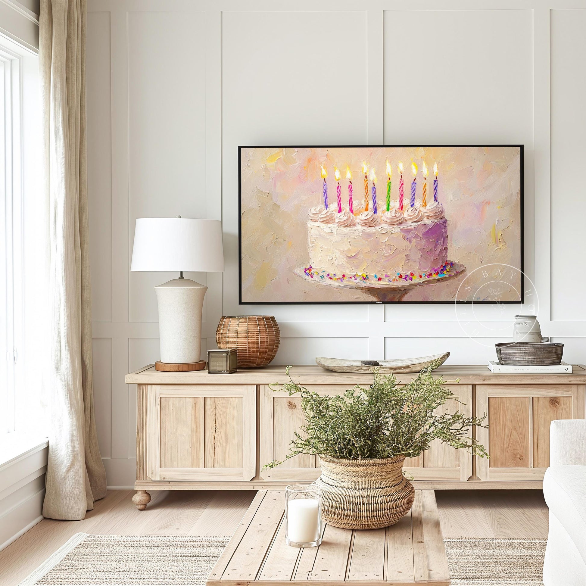 Birthday Tv Art, Digital Download Art for Frame Tv, Spring Tv Art, Floral Tv Art, Oil Painting Frame Tv Art, Cake Tv Art, Celebration Tv Art