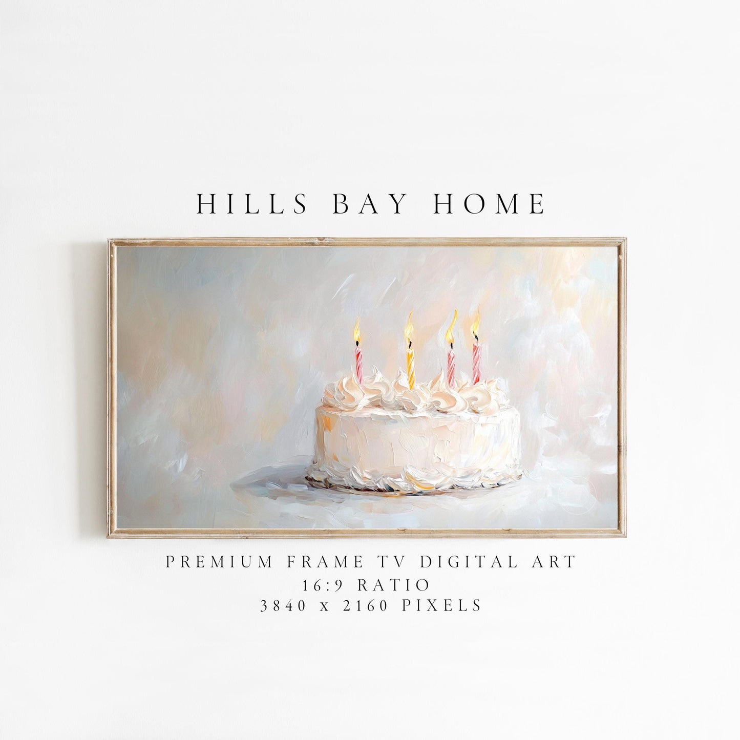 Birthday Tv Art, Digital Download Art for Frame Tv, Spring Tv Art, Floral Tv Art, Oil Painting Frame Tv Art, Cake Tv Art, Celebration Tv Art