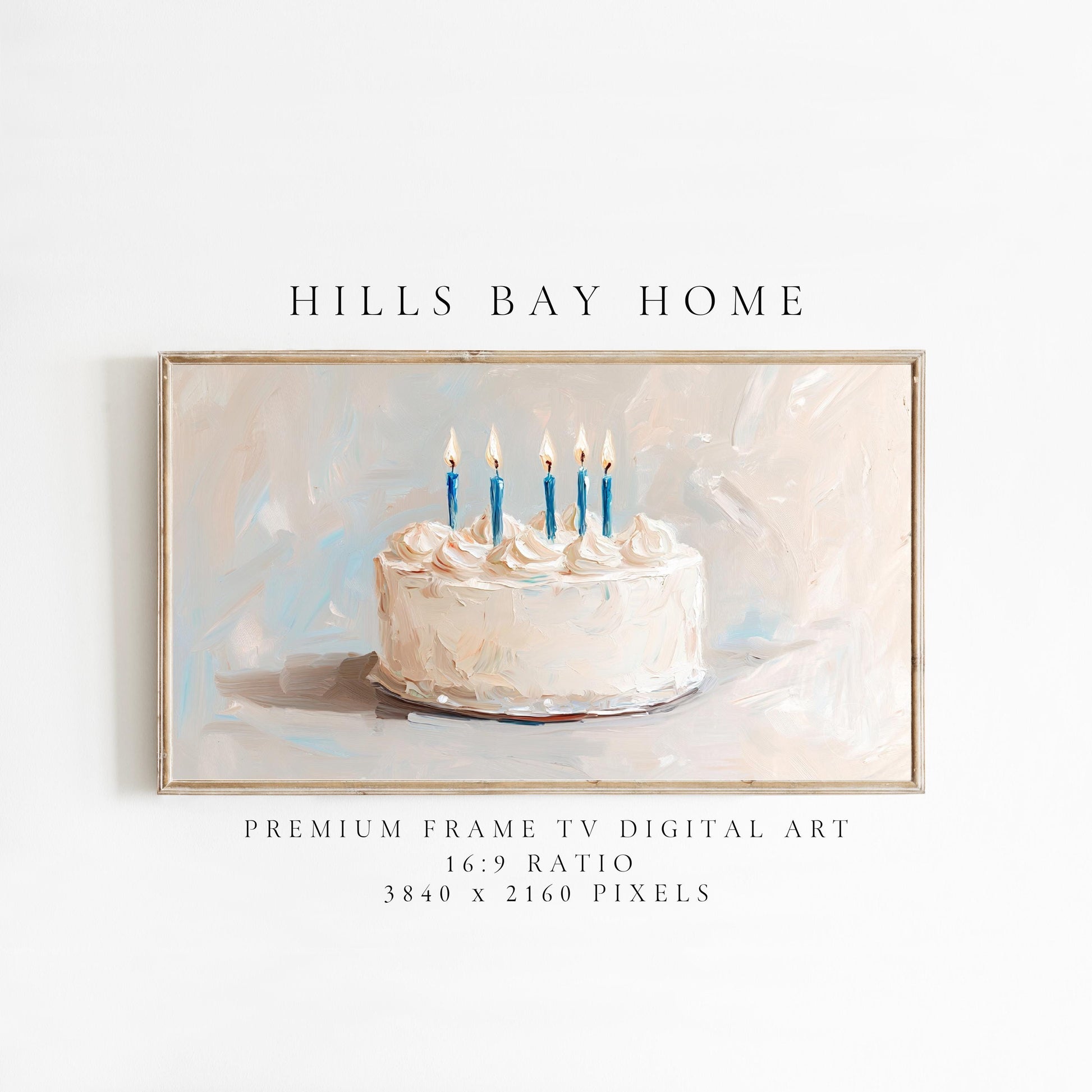 Birthday Tv Art, Digital Download Art for Frame Tv, Spring Tv Art, Floral Tv Art, Oil Painting Frame Tv Art, Cake Tv Art, Celebration Tv Art
