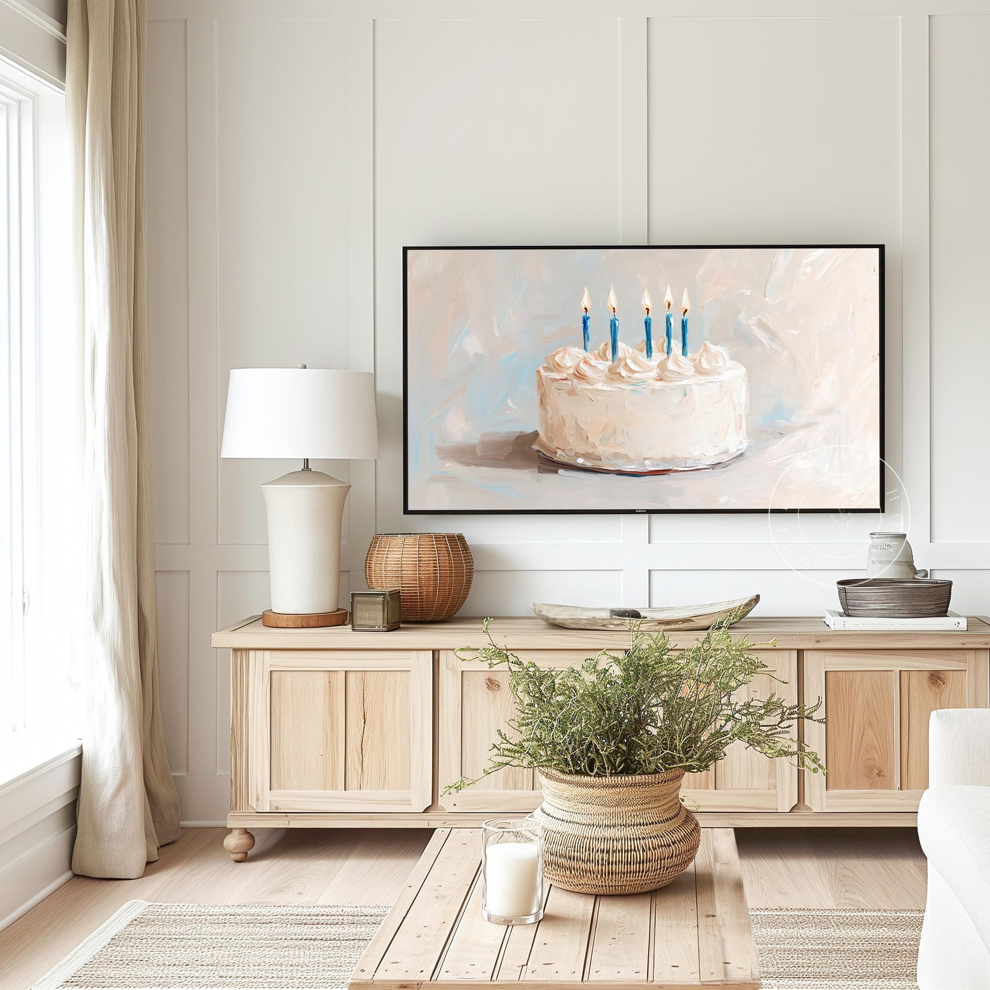 Birthday Tv Art, Digital Download Art for Frame Tv, Spring Tv Art, Floral Tv Art, Oil Painting Frame Tv Art, Cake Tv Art, Celebration Tv Art