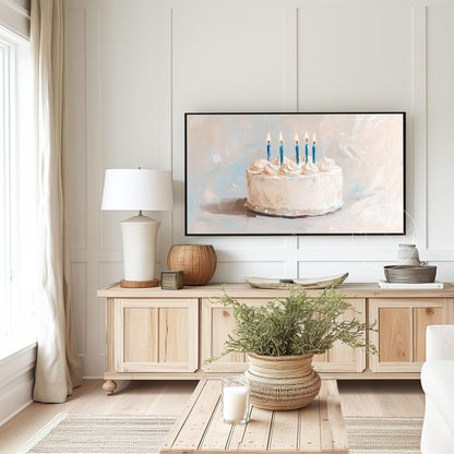 Birthday Tv Art, Digital Download Art for Frame Tv, Spring Tv Art, Floral Tv Art, Oil Painting Frame Tv Art, Cake Tv Art, Celebration Tv Art