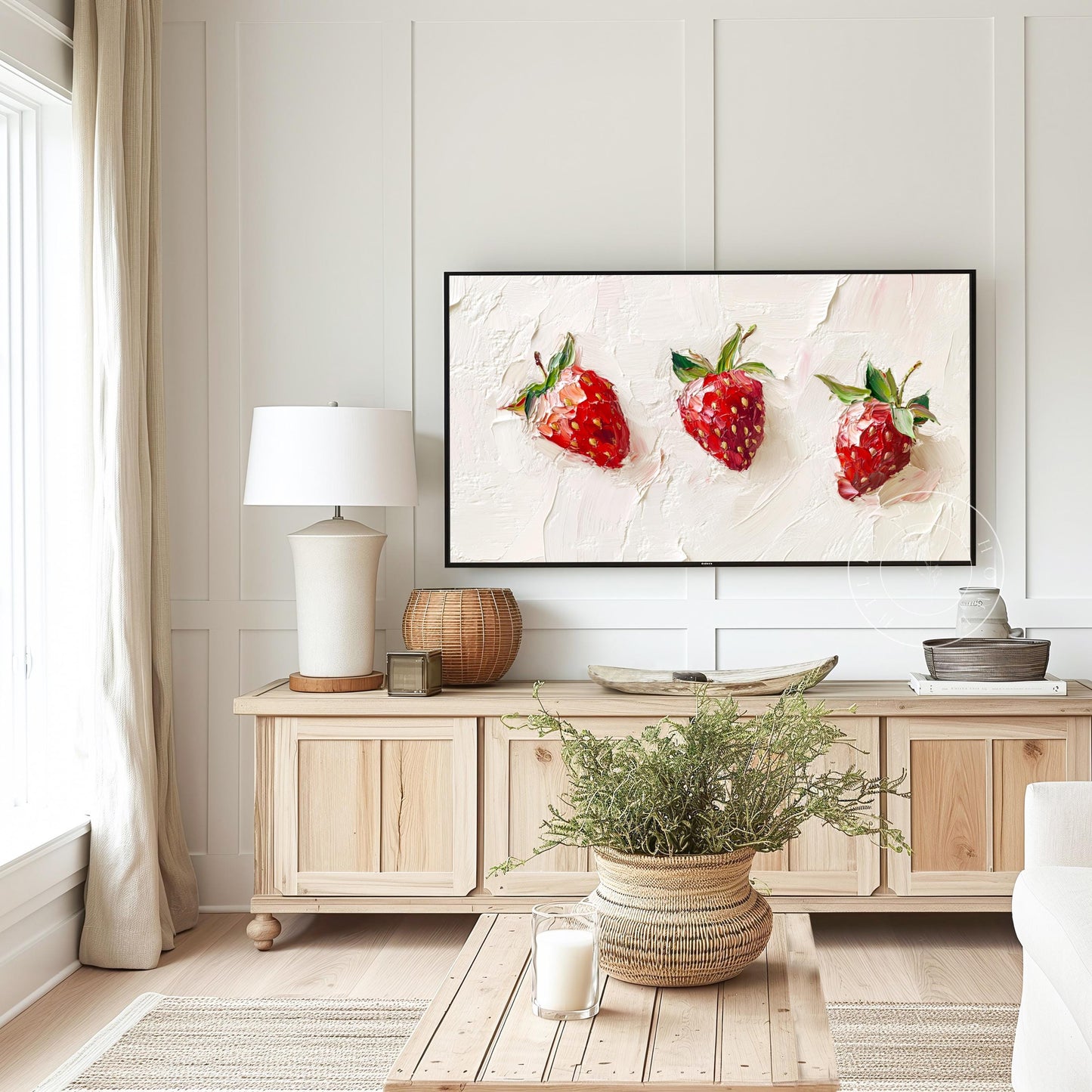 Strawberry Tv Art, Digital Download Art for Frame Tv, Spring Tv Art, Floral Tv Art, Oil Painting Frame Tv Art, Summer Tv Art, Fruit Art