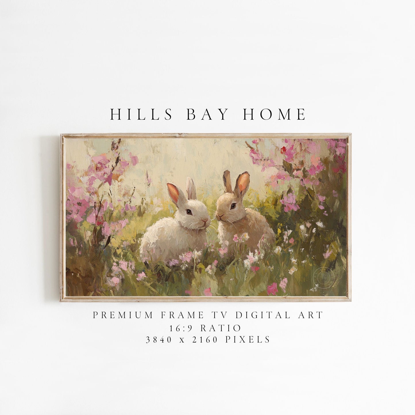 Spring Bunnies Frame Tv Art, Digital Download Art for Frame Tv, Spring Meadow Tv Art, Spring Tv Art, Easter Frame Tv Art, Instant Download