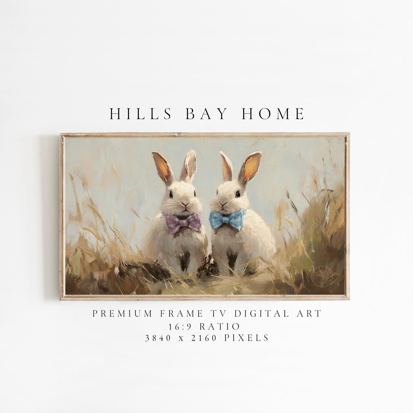 Bunnies with Bow Ties Frame Tv Art, Digital Download Art for Frame Tv, Vintage Tv Art, Spring Tv Art, Easter Frame Tv Art