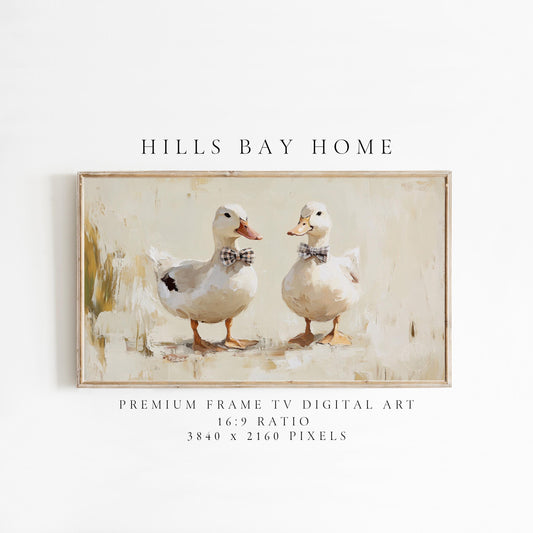 Ducks with Bow Ties Frame Tv Art, Digital Download Art for Frame Tv, Vintage Tv Art, Spring Tv Art, Easter Frame Tv Art, Duck Tv Art
