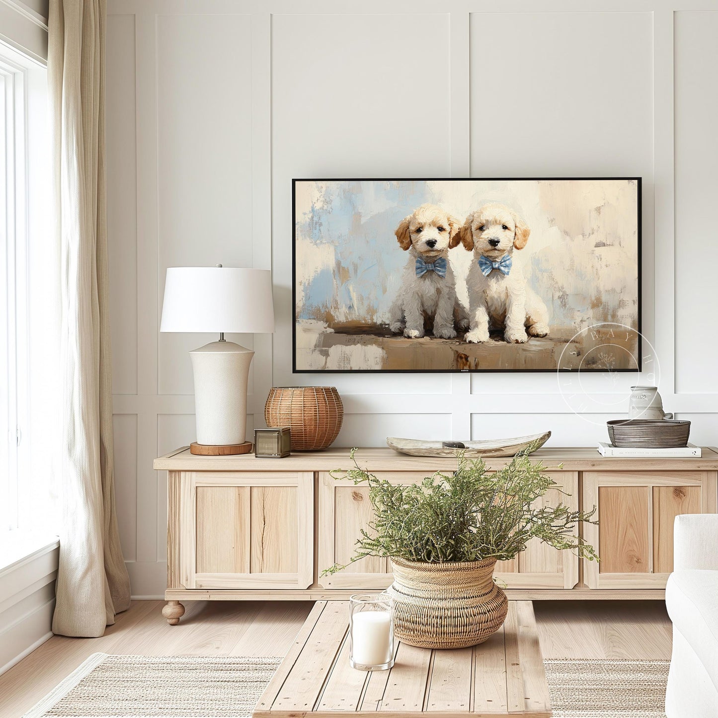 Golden Doodles with Bow Ties Frame Tv Art, Digital Download Art for Frame Tv, Vintage Tv Art, Animal Tv Art, Puppy Frame Tv Art
