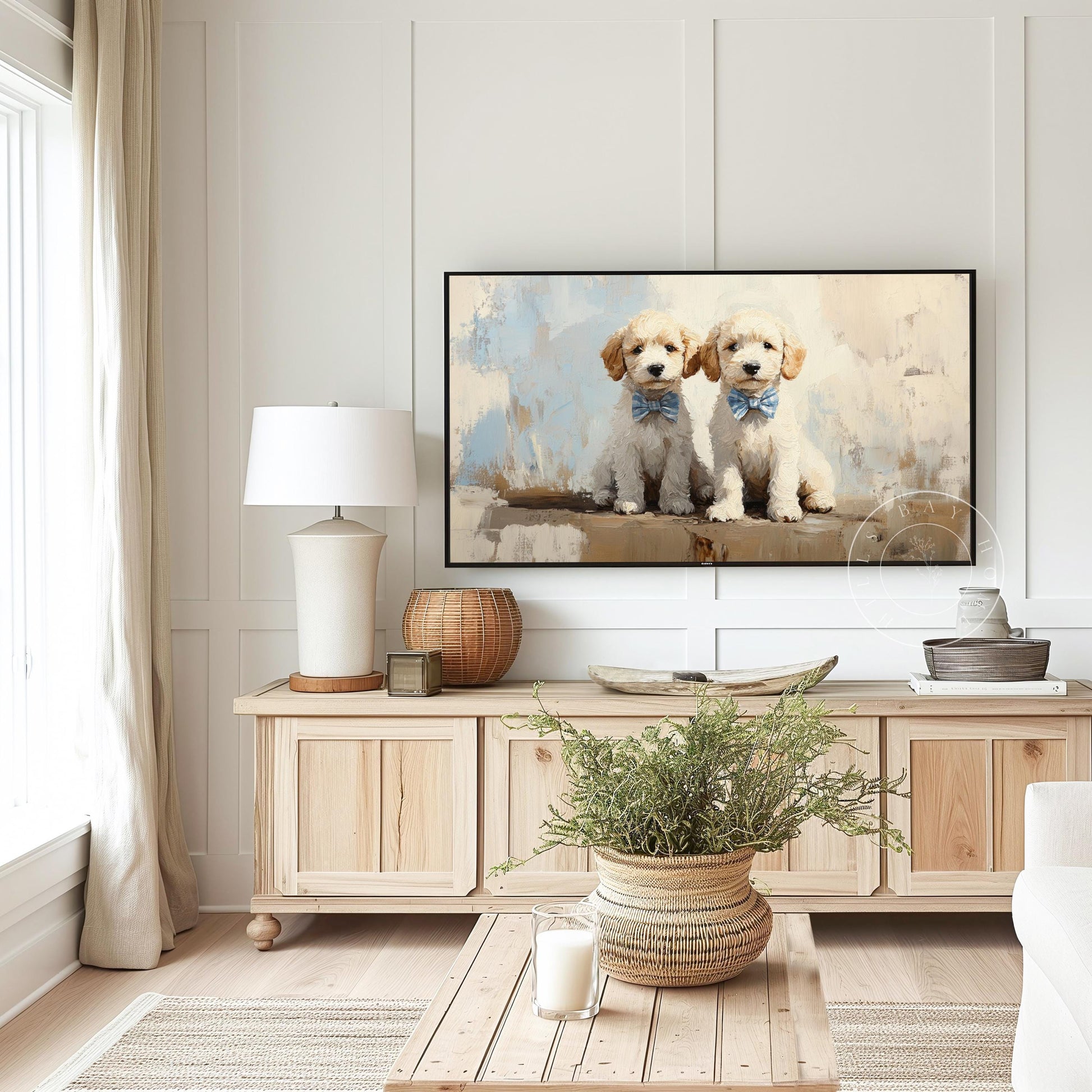 Golden Doodles with Bow Ties Frame Tv Art, Digital Download Art for Frame Tv, Vintage Tv Art, Animal Tv Art, Puppy Frame Tv Art