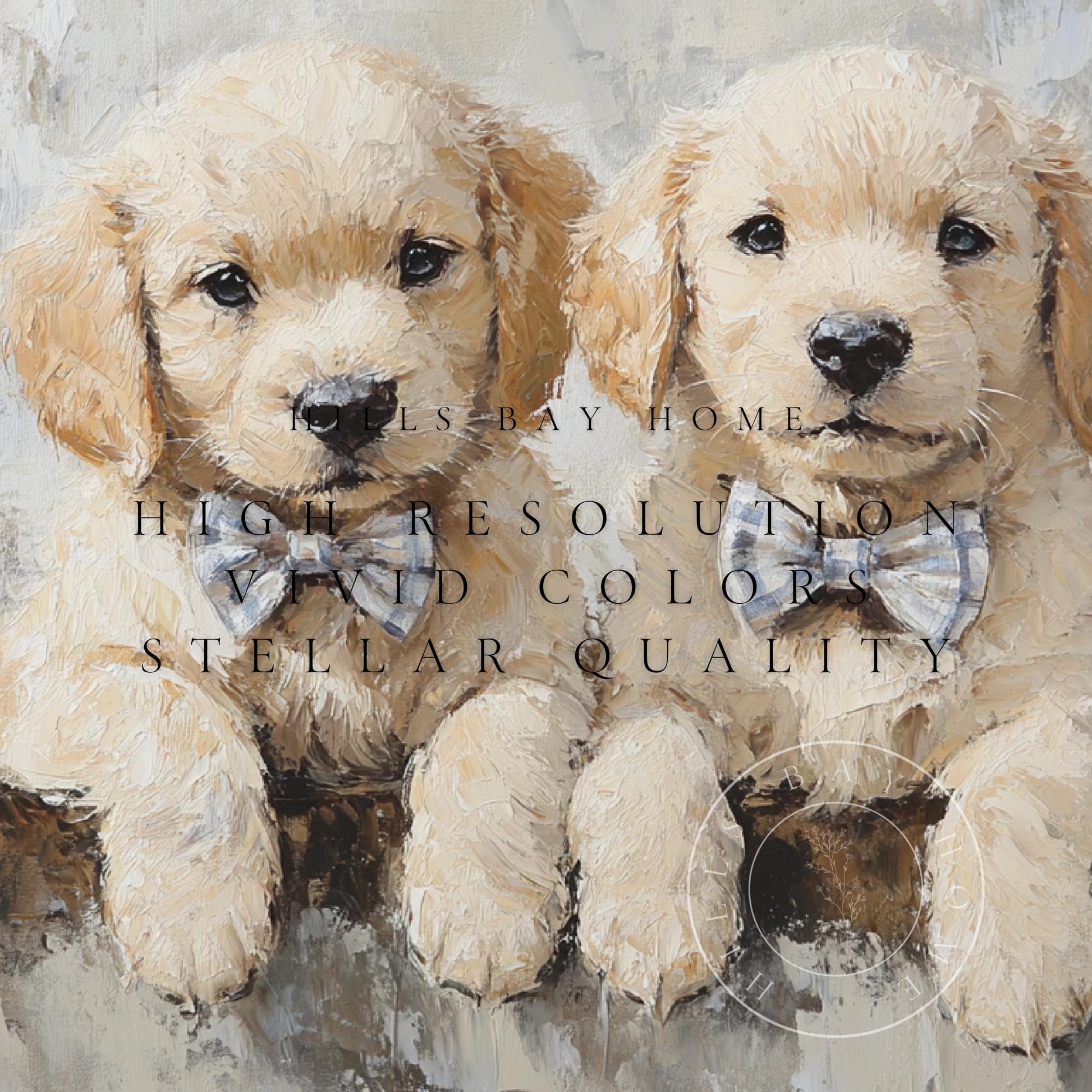 Golden Retrievers with Bow Ties Frame Tv Art, Digital Download Art for Frame Tv, Vintage Tv Art, Animal Tv Art, Puppy Frame Tv Art