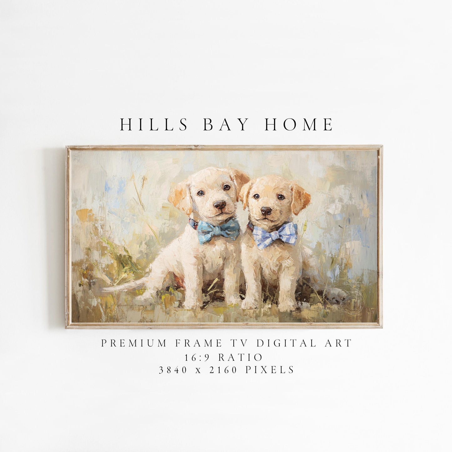 Puppies with Bow Ties Frame Tv Art, Digital Download Art for Frame Tv, Vintage Tv Art, Animal Tv Art, Puppy Frame Tv Art