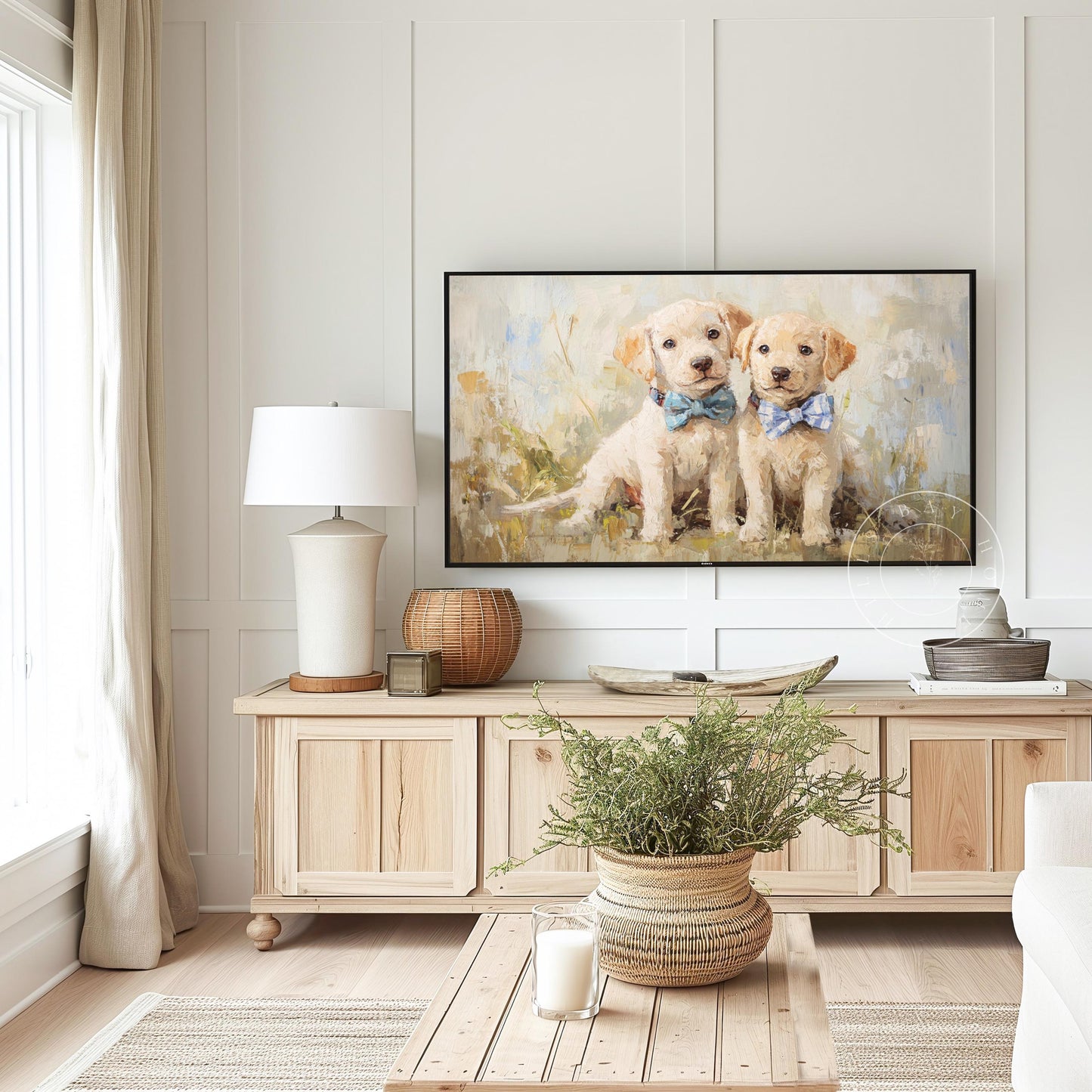 Puppies with Bow Ties Frame Tv Art, Digital Download Art for Frame Tv, Vintage Tv Art, Animal Tv Art, Puppy Frame Tv Art