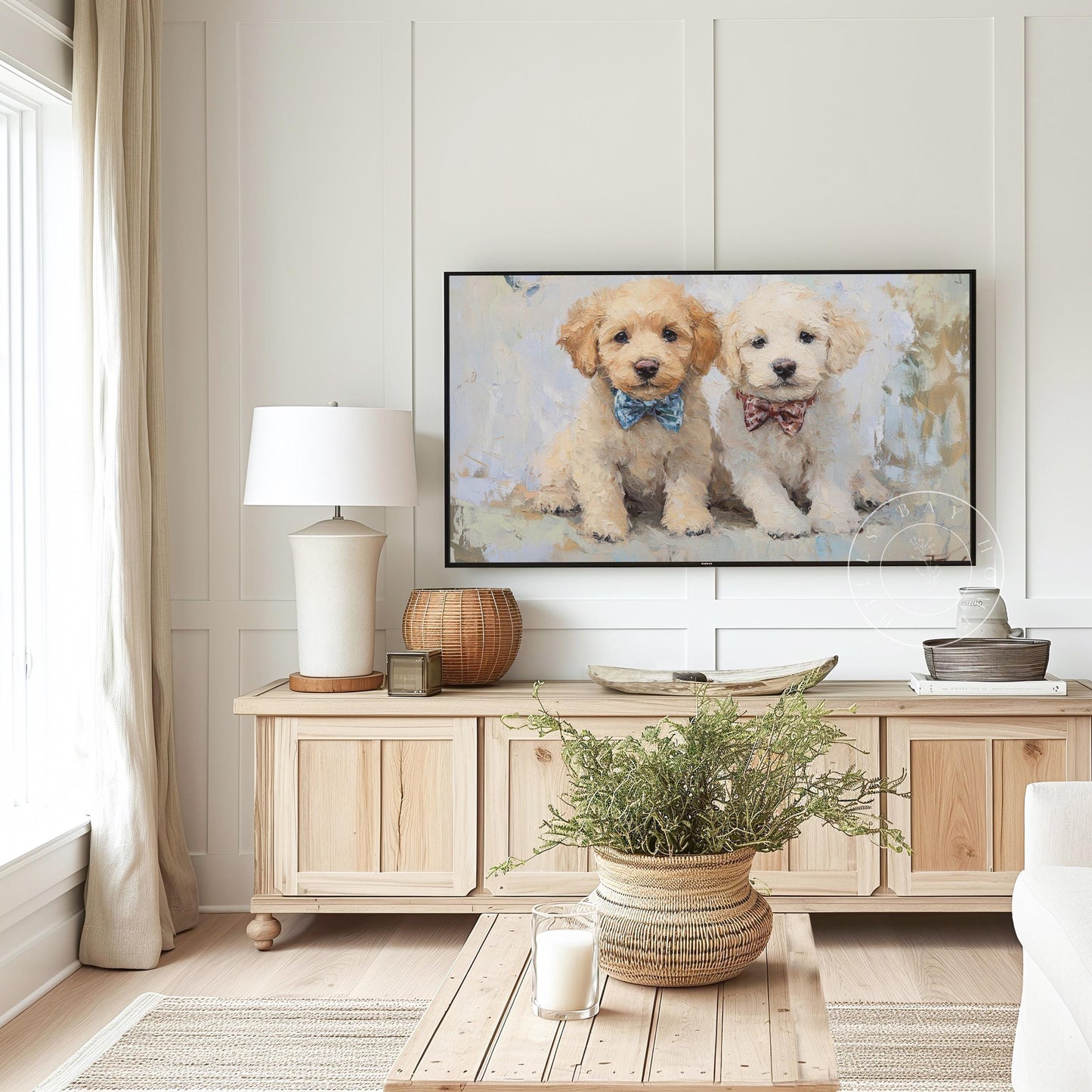 Golden Doodles with Bow Ties Frame Tv Art, Digital Download Art for Frame Tv, Vintage Tv Art, Animal Tv Art, Puppy Frame Tv Art