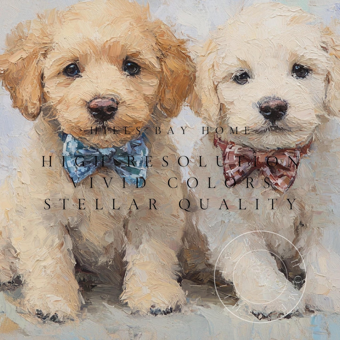 Golden Doodles with Bow Ties Frame Tv Art, Digital Download Art for Frame Tv, Vintage Tv Art, Animal Tv Art, Puppy Frame Tv Art