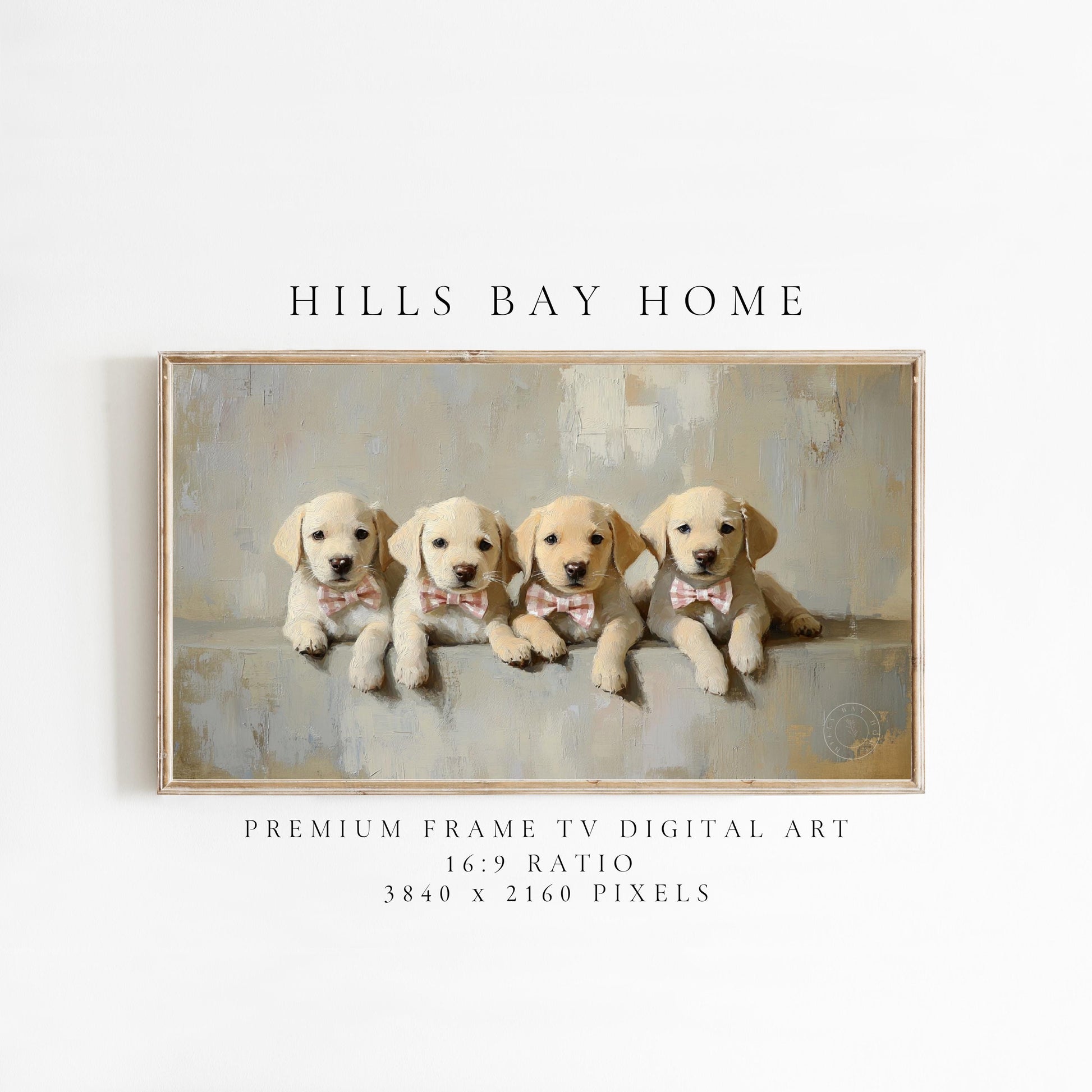 Puppies with Bow Ties Frame Tv Art, Digital Download Art for Frame Tv, Vintage Tv Art, Animal Tv Art, Puppy Frame Tv Art