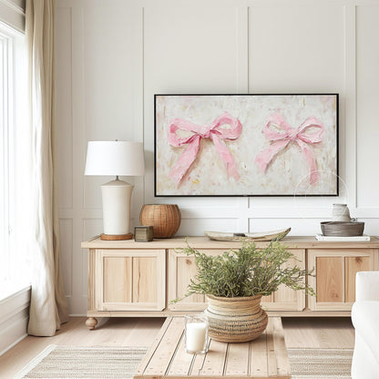 Pink Bows Frame Tv Art, Digital Download Art for Frame Tv, Vintage Tv Art, Coquette Tv Art, Preppy Frame Tv Art, Bridal Tv Art