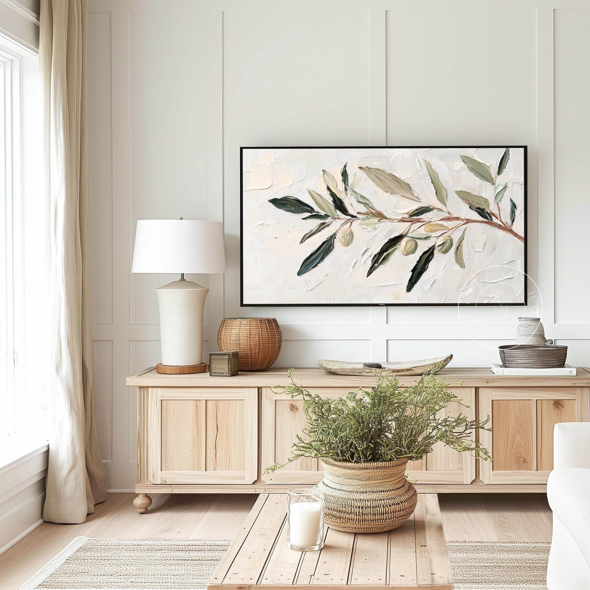 Olive Branch Frame Tv Art, Digital Download Art for Frame Tv, Spring Tv Art, Floral Tv Art, Painting Frame Tv Art, Instant Download