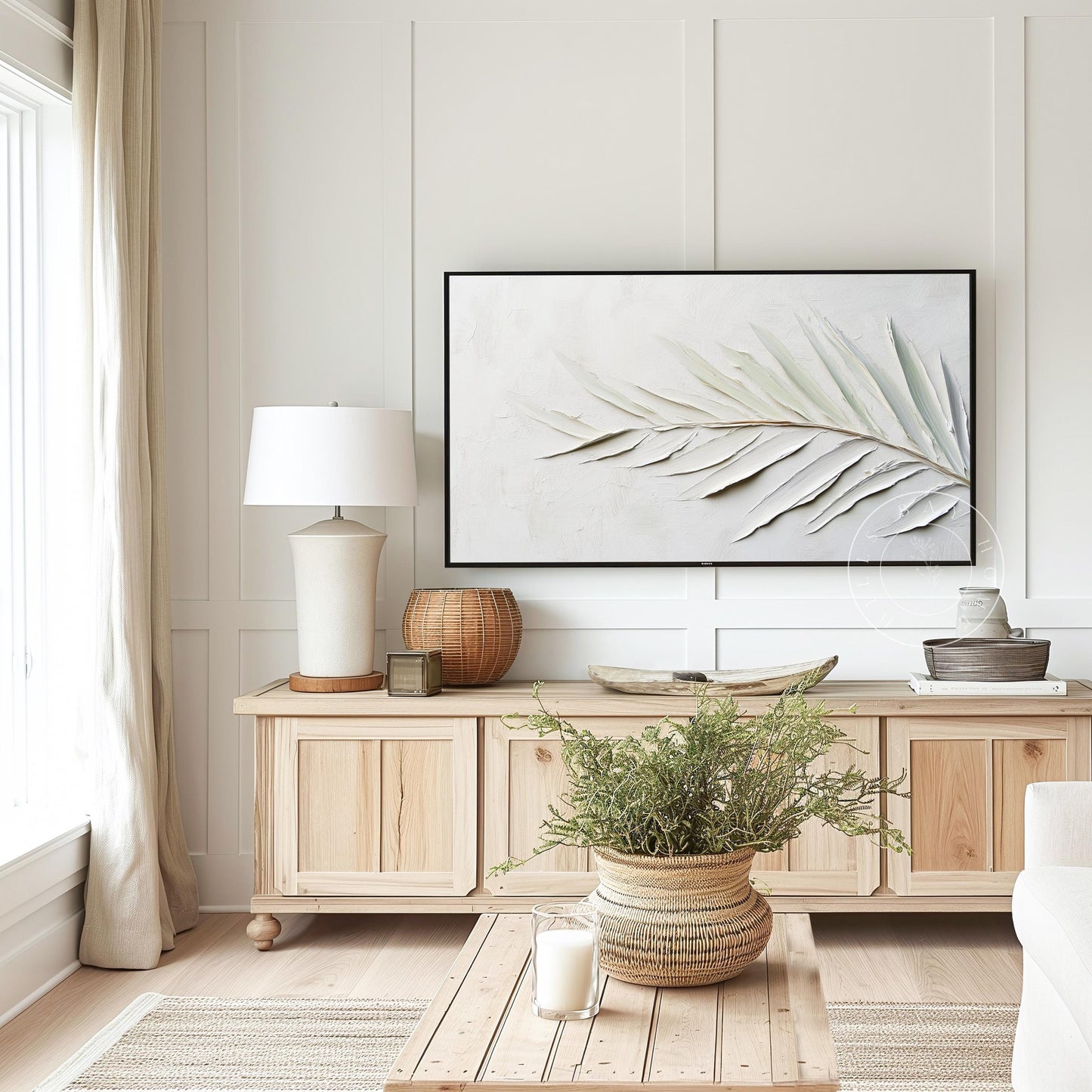 Palm Leaf Frame Tv Art, Digital Download Art for Frame Tv, Spring Tv Art, Neutral Tv Art, Painting Frame Tv Art, Painting Tv Art Download