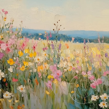 Wildflower Tv Art, Digital Download Art for Frame Tv, Spring Tv Art, Meadow Tv Art, Oil Painting Frame Tv Art, Floral Tv Art