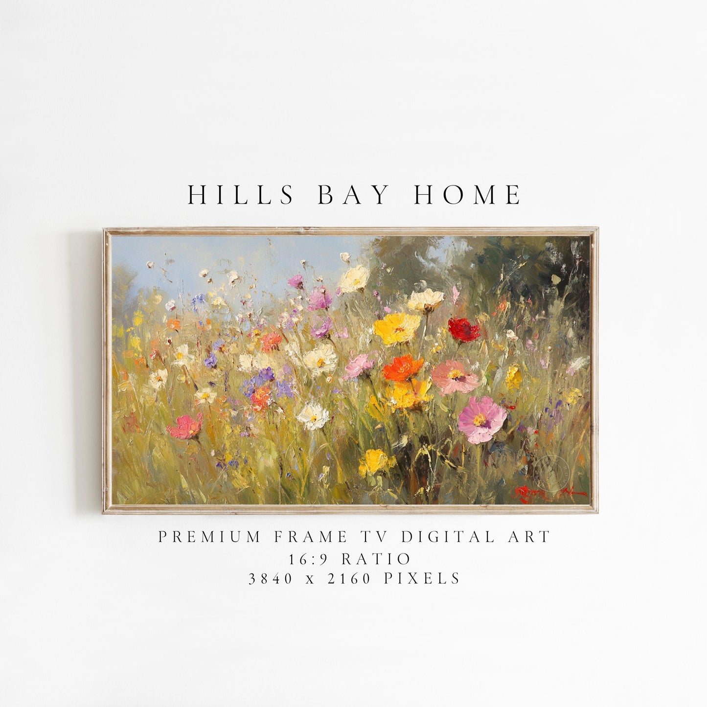 Wildflower Tv Art, Digital Download Art for Frame Tv, Spring Tv Art, Meadow Tv Art, Oil Painting Frame Tv Art, Floral Tv Art