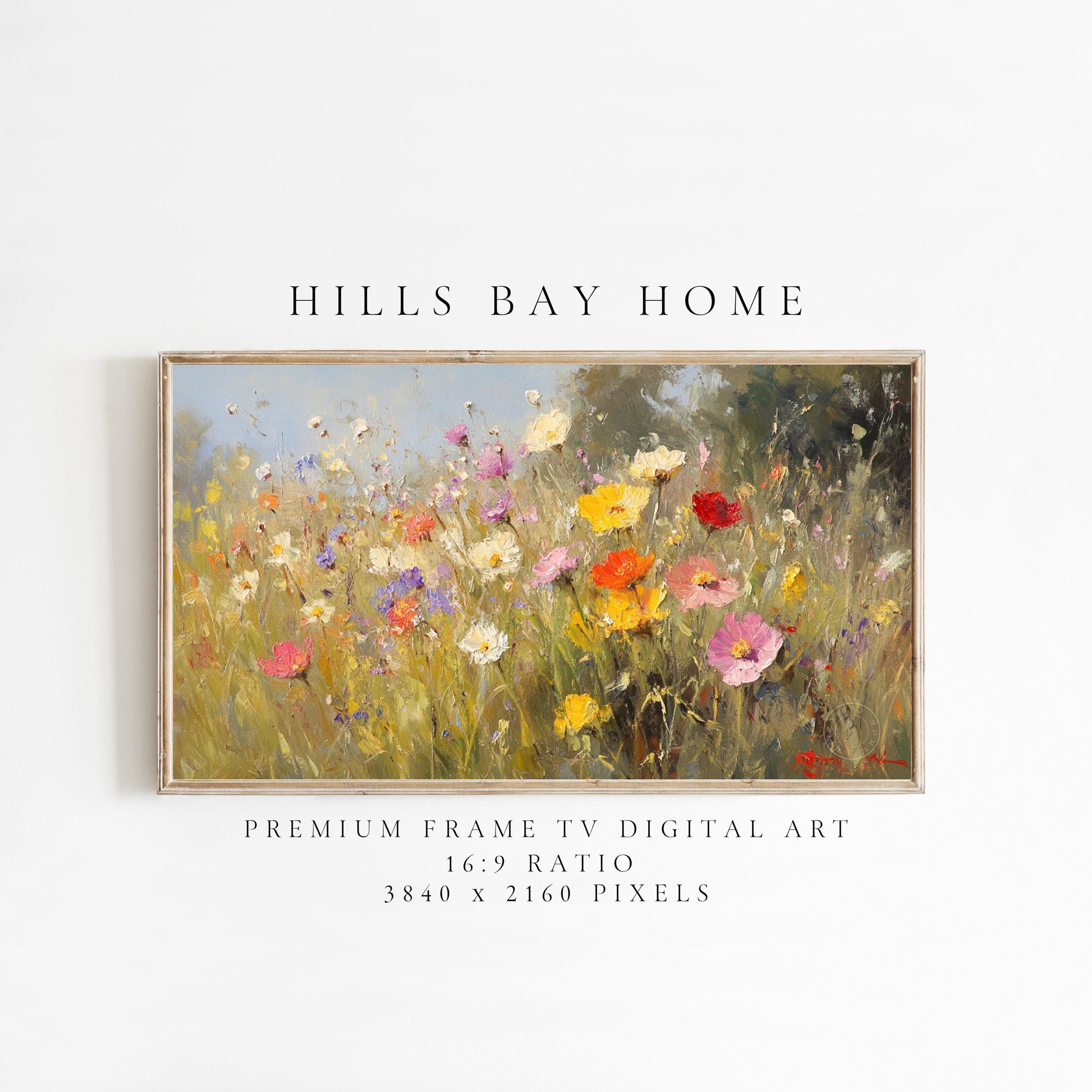 Wildflower Tv Art, Digital Download Art for Frame Tv, Spring Tv Art, Meadow Tv Art, Oil Painting Frame Tv Art, Floral Tv Art