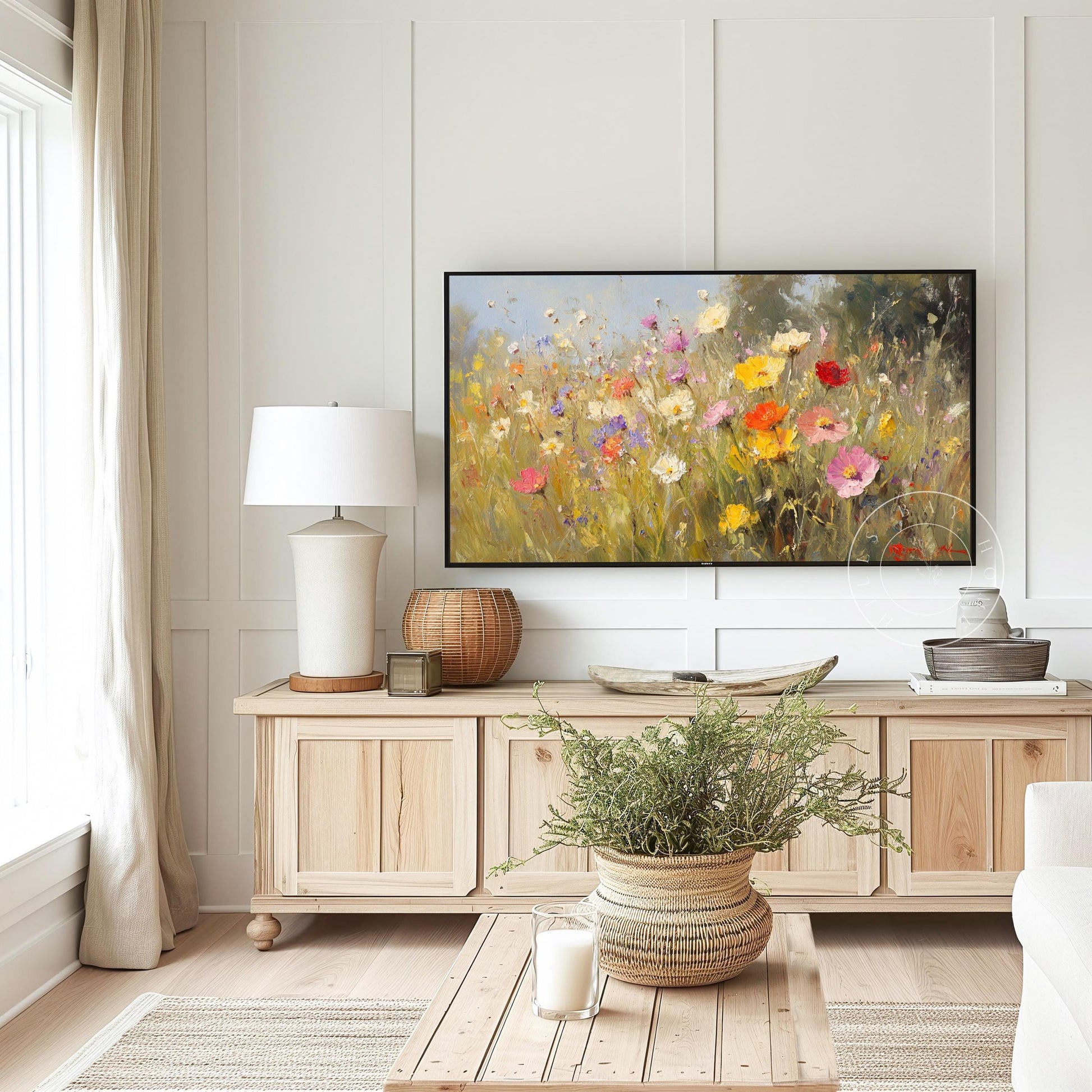 Wildflower Tv Art, Digital Download Art for Frame Tv, Spring Tv Art, Meadow Tv Art, Oil Painting Frame Tv Art, Floral Tv Art