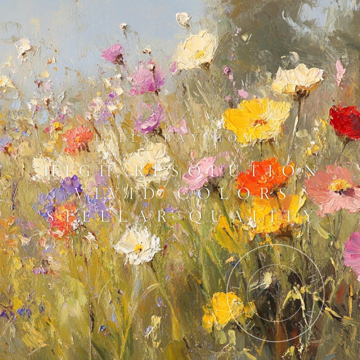 Wildflower Tv Art, Digital Download Art for Frame Tv, Spring Tv Art, Meadow Tv Art, Oil Painting Frame Tv Art, Floral Tv Art
