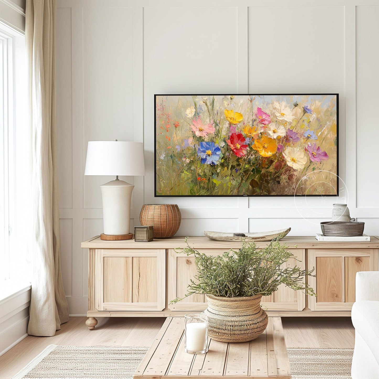 Wildflower Tv Art, Digital Download Art for Frame Tv, Spring Tv Art, Meadow Tv Art, Oil Painting Frame Tv Art, Floral Tv Art