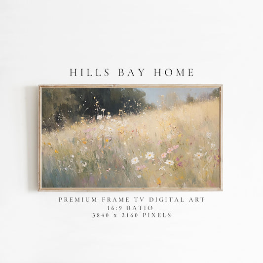 Wildflower Tv Art, Digital Download Art for Frame Tv, Spring Tv Art, Meadow Tv Art, Oil Painting Frame Tv Art, Floral Tv Art