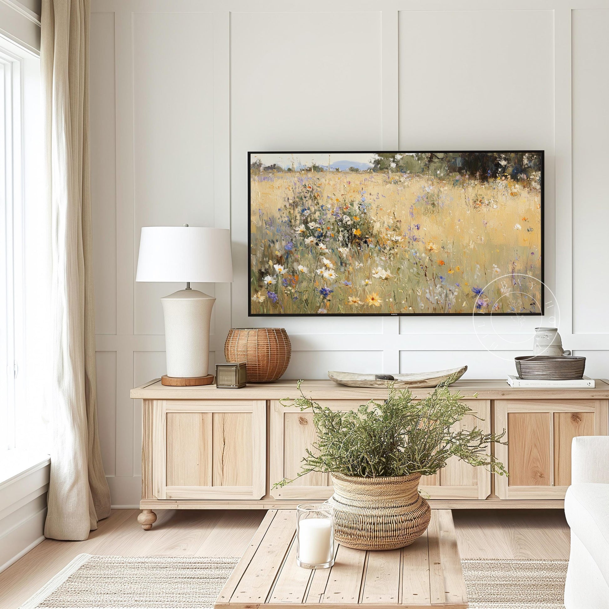 Wildflower Meadow Tv Art, Digital Download Art for Frame Tv, Spring Tv Art, Meadow Tv Art, Oil Painting Frame Tv Art, Floral Tv Art