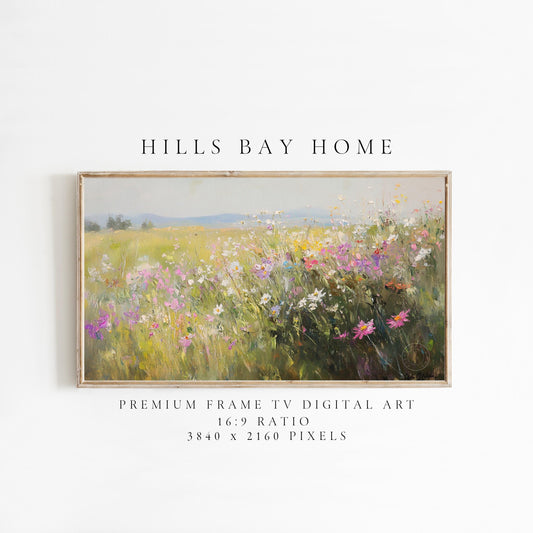 Wildflower Meadow Tv Art, Digital Download Art for Frame Tv, Spring Tv Art, Meadow Tv Art, Oil Painting Frame Tv Art, Floral Tv Art