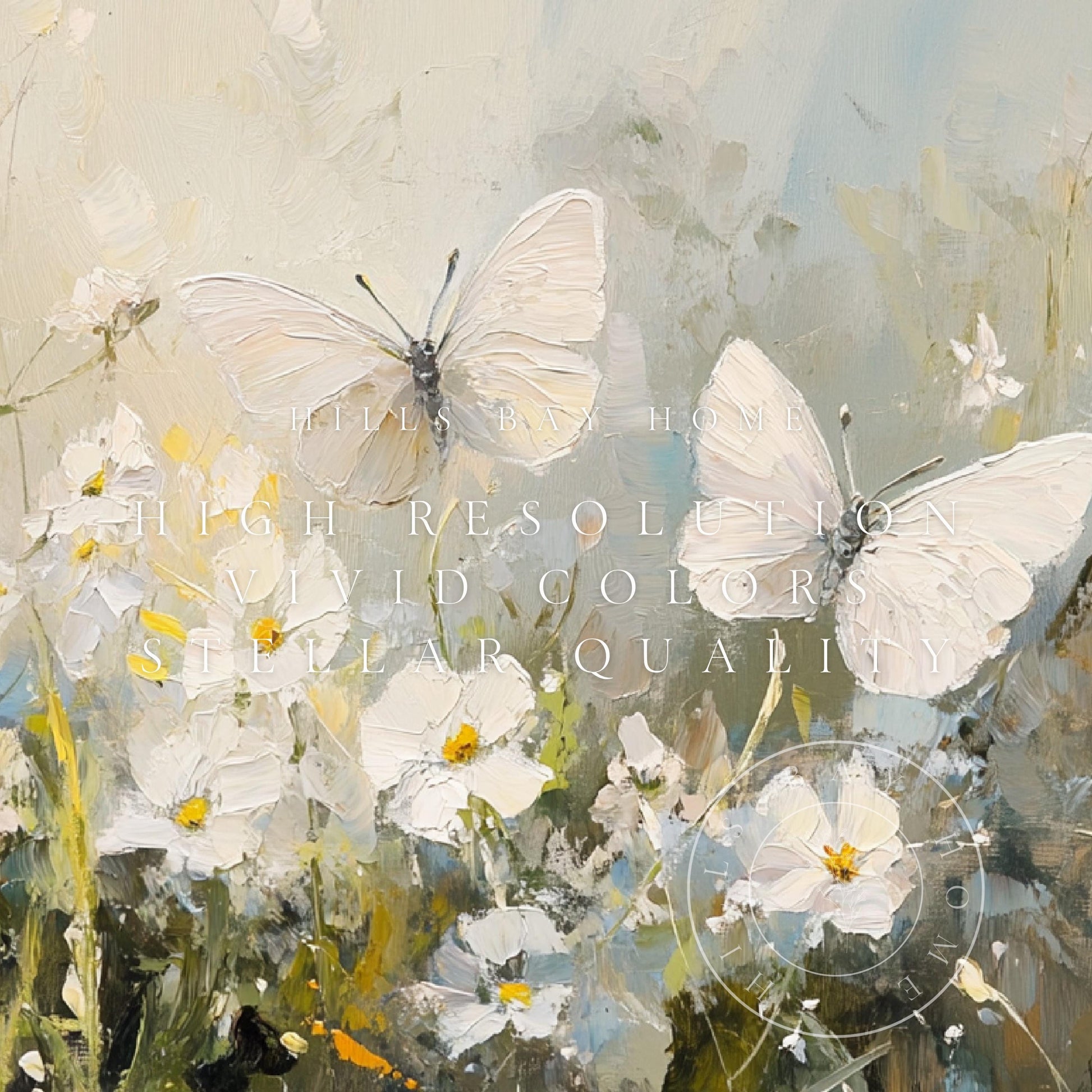Butterflies Tv Art, Digital Download Art for Frame Tv, Spring Tv Art, Meadow Tv Art, Oil Painting Frame Tv Art, Floral Tv Art