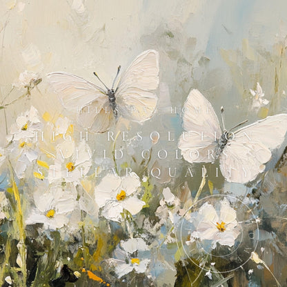 Butterflies Tv Art, Digital Download Art for Frame Tv, Spring Tv Art, Meadow Tv Art, Oil Painting Frame Tv Art, Floral Tv Art