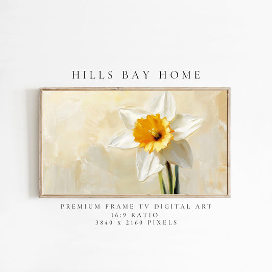 Daffodil Tv Art, Digital Download Art for Frame Tv, Spring Tv Art, Flower Tv Art, Oil Painting Frame Tv Art, Floral Tv Art