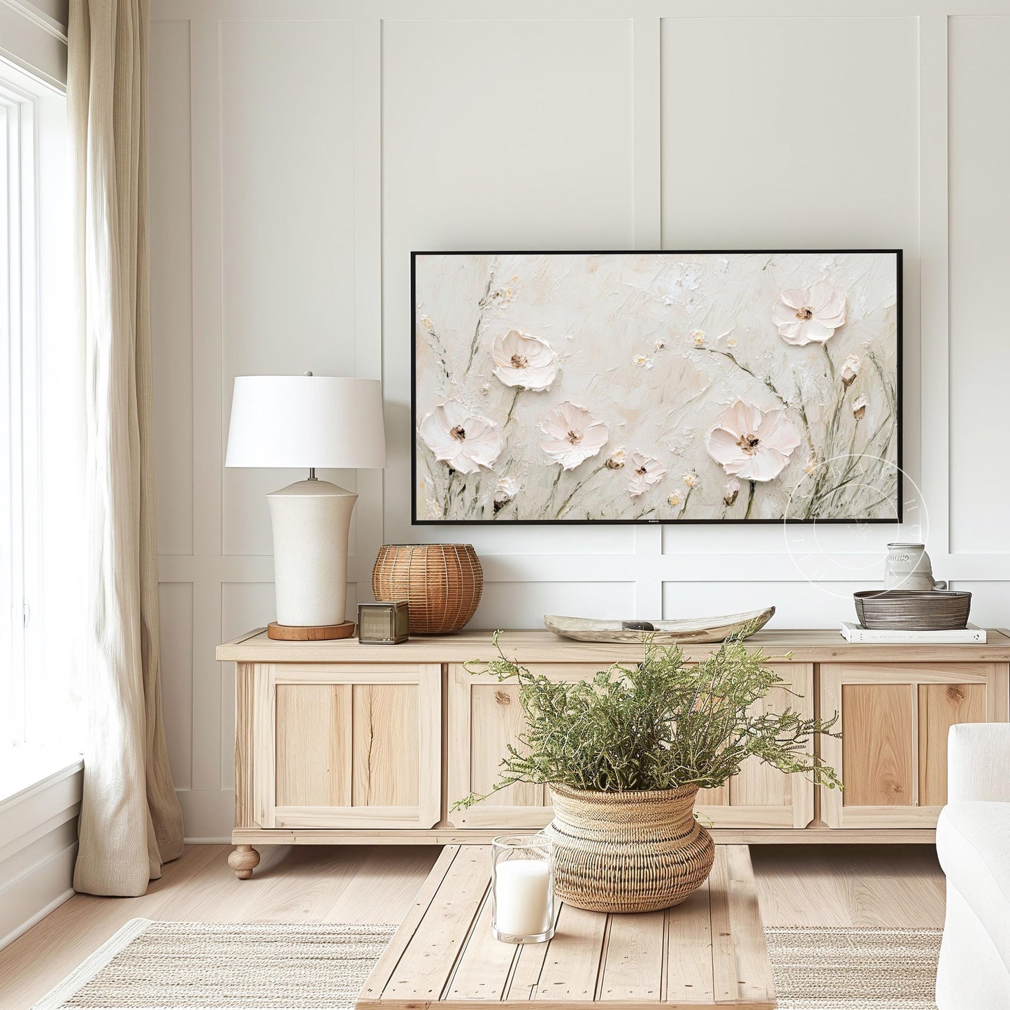 Neutral Floral Tv Art, Digital Download Art for Frame Tv, Spring Tv Art, Flower Tv Art, Oil Painting Frame Tv Art, Floral Tv Art