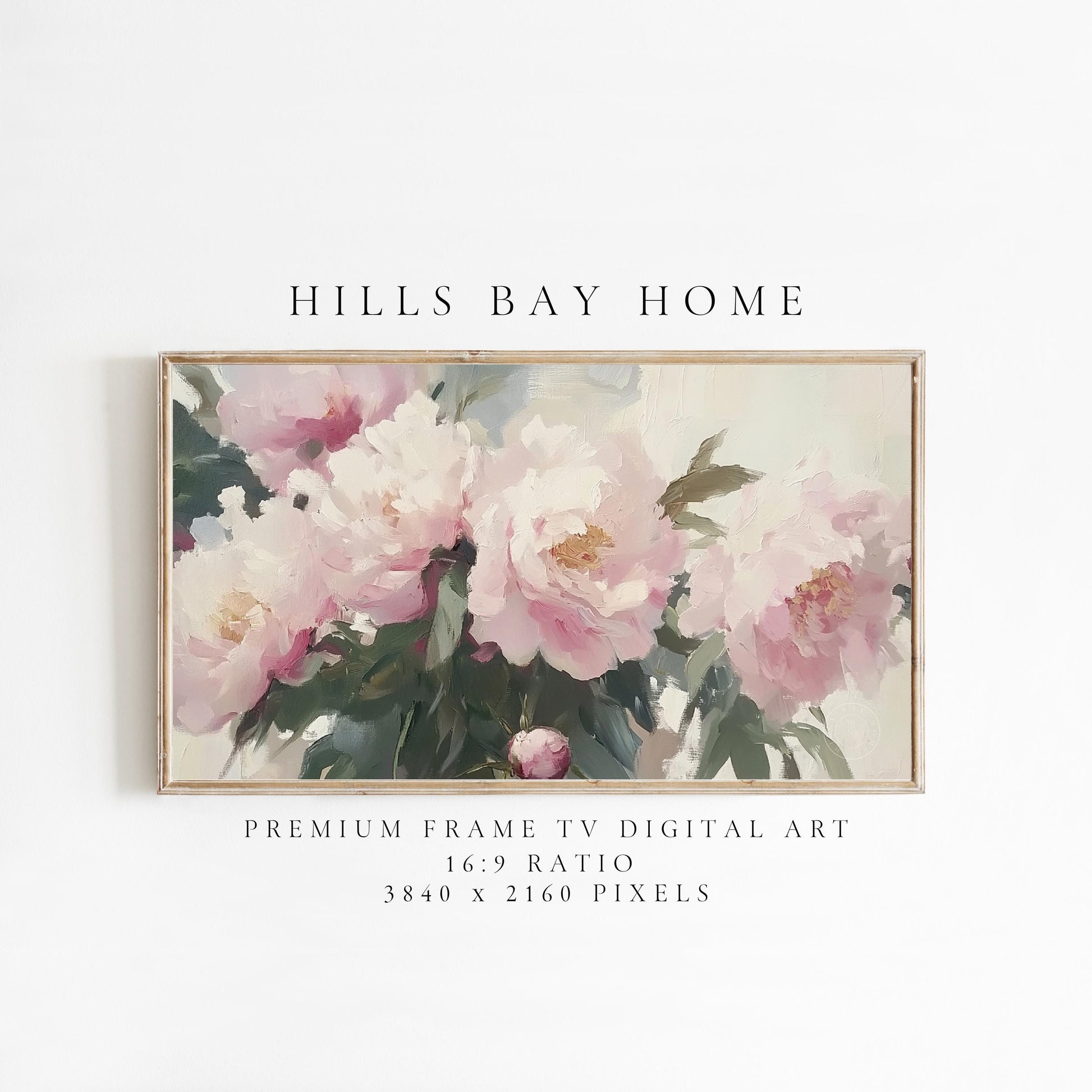 Pink Peonies Tv Art, Digital Download Art for Frame Tv, Spring Tv Art, Flower Tv Art, Oil Painting Frame Tv Art, Floral Tv Art