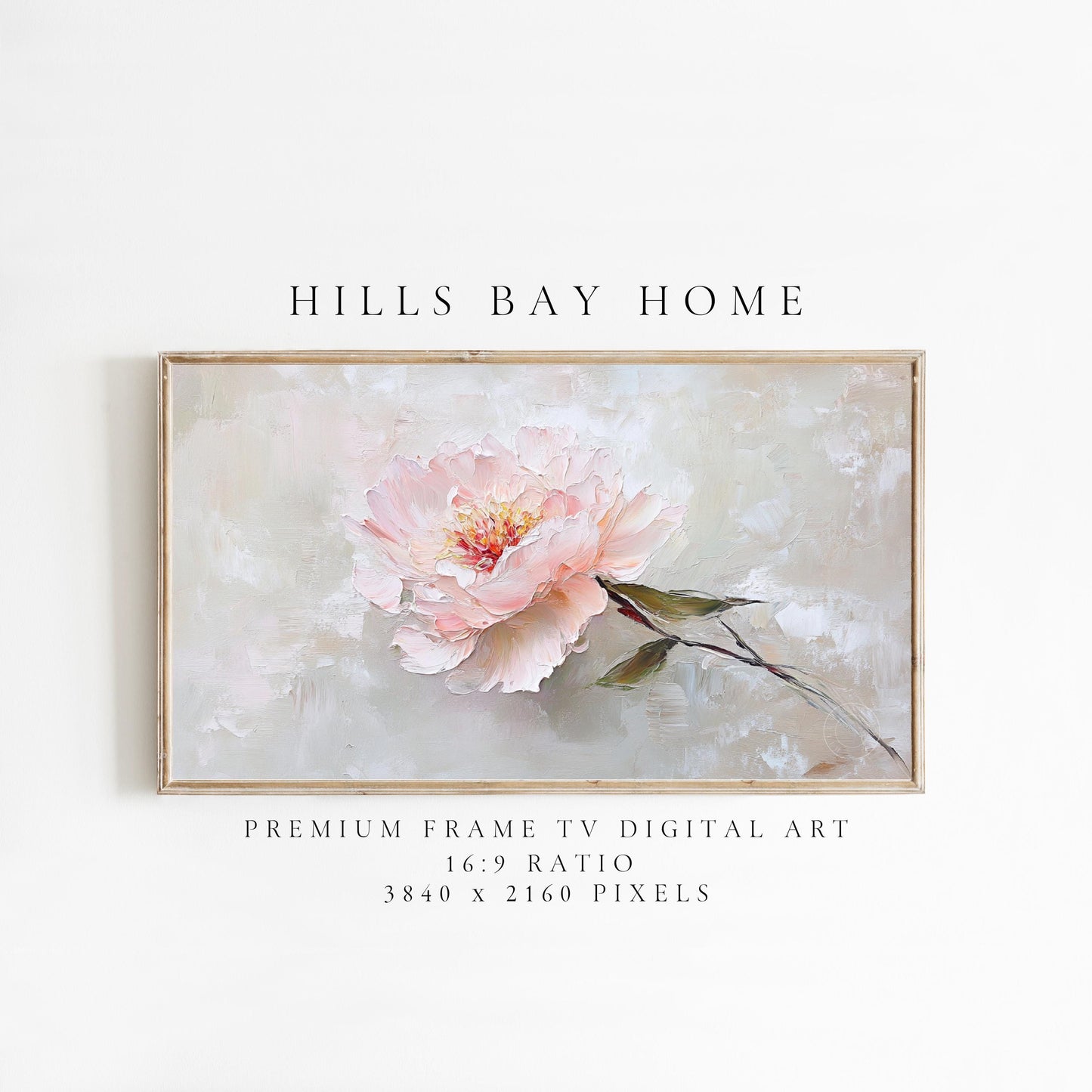 Pink Peonies Tv Art, Digital Download Art for Frame Tv, Spring Tv Art, Flower Tv Art, Oil Painting Frame Tv Art, Floral Tv Art