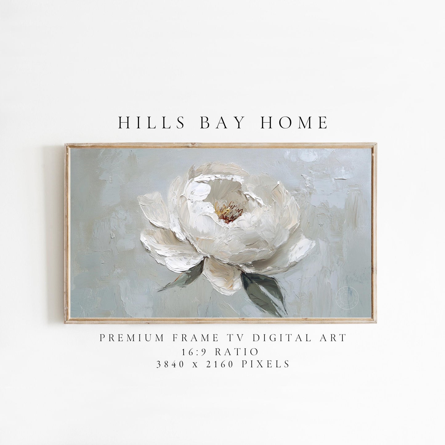 White Peony Tv Art, Digital Download Art for Frame Tv, Spring Tv Art, Neutral Flower Tv Art, Oil Painting Frame Tv Art, Floral Tv Art