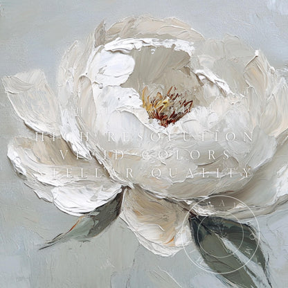 White Peony Tv Art, Digital Download Art for Frame Tv, Spring Tv Art, Neutral Flower Tv Art, Oil Painting Frame Tv Art, Floral Tv Art