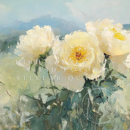Yellow Peony Tv Art, Digital Download Art for Frame Tv, Spring Tv Art, Neutral Flower Tv Art, Oil Painting Frame Tv Art, Floral Tv Art