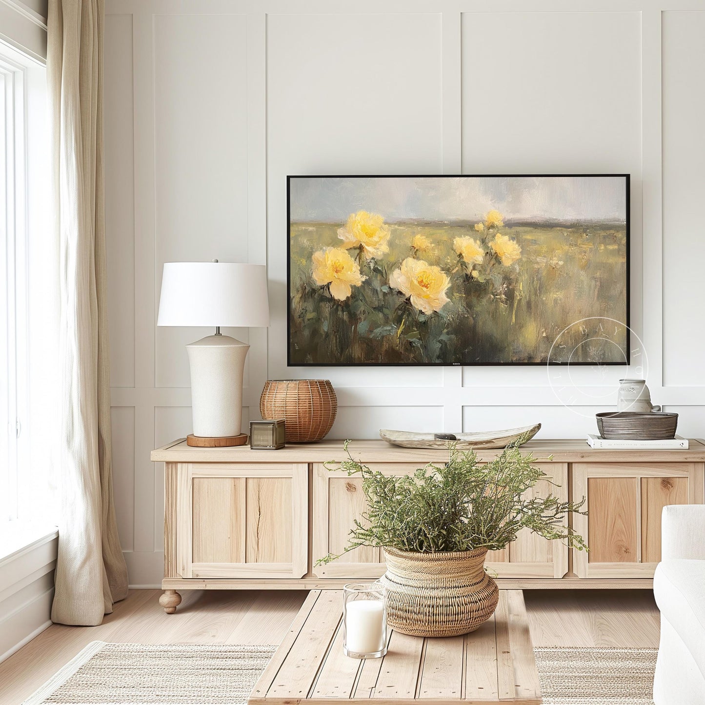 Yellow Peony Tv Art, Digital Download Art for Frame Tv, Spring Tv Art, Neutral Flower Tv Art, Oil Painting Frame Tv Art, Floral Tv Art