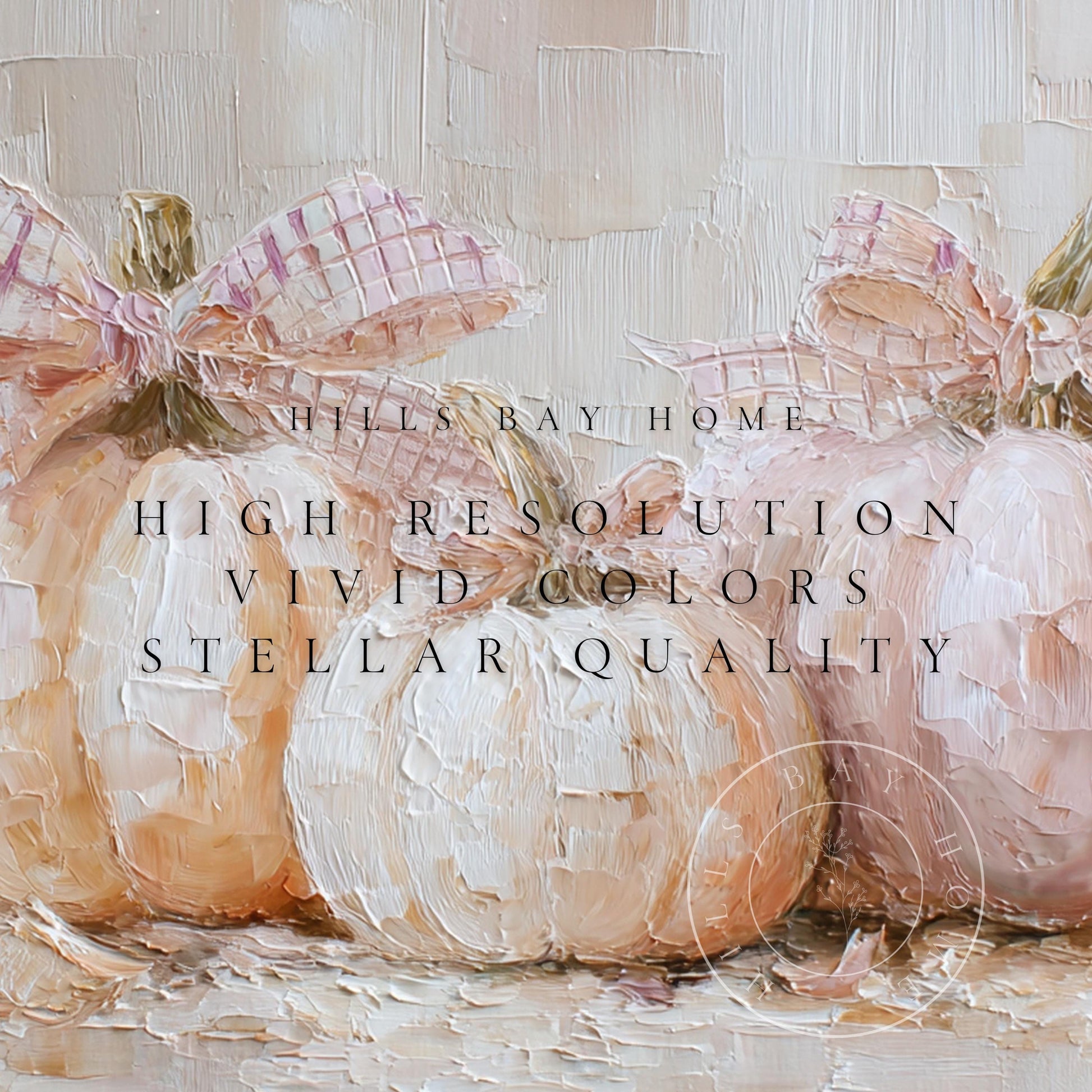Pumpkins with Bows Frame Tv Art, Digital Download Art for Frame Tv, Fall Tv Art, Halloween Tv Art, Painting Frame Tv Art