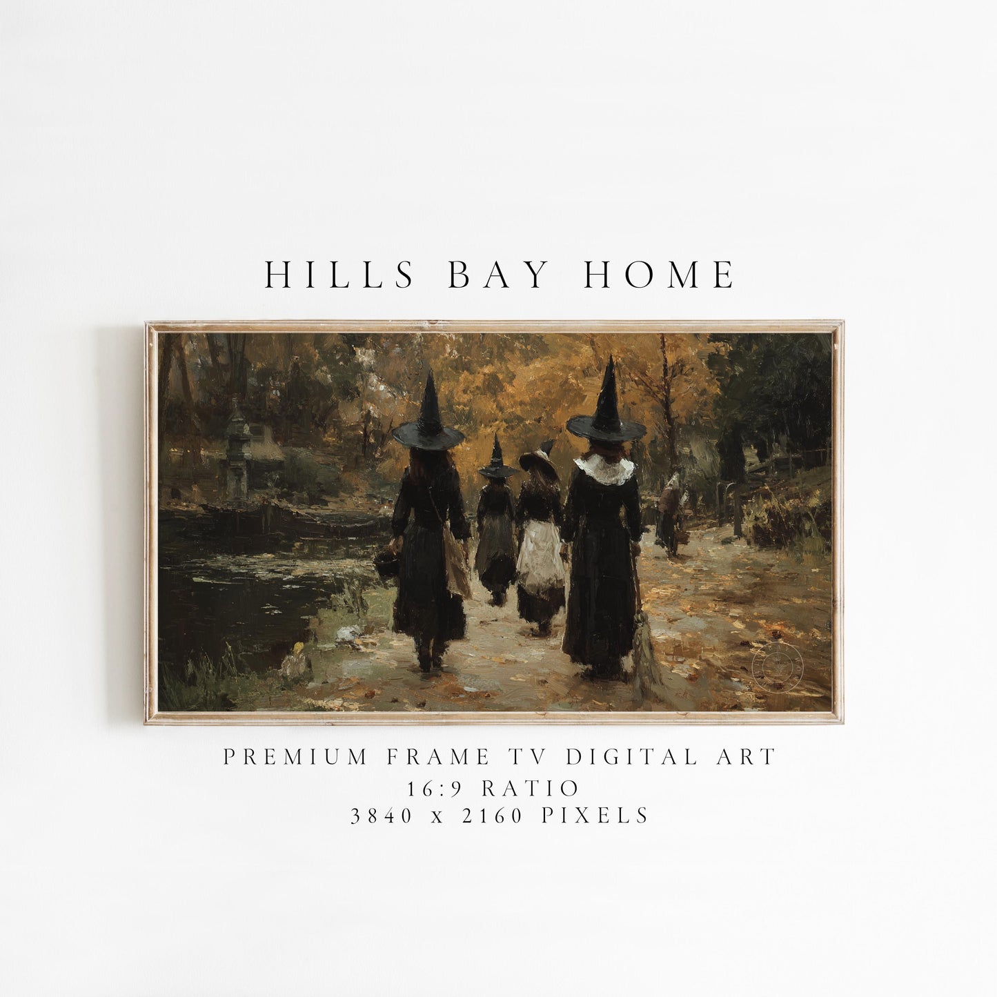 Witch Frame Tv Art, Digital Download Art for Frame Tv, Fall Tv Art, Halloween Tv Art, Painting Frame Tv Art, Spooky Tv Art, Full Moon Tv Art