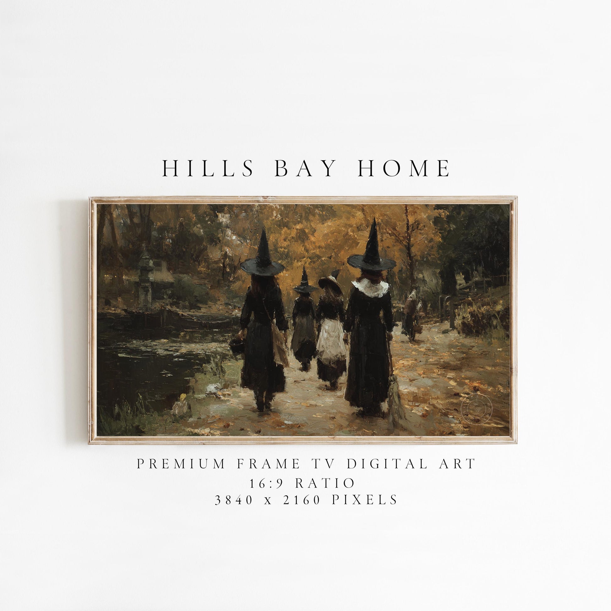 Witch Frame Tv Art, Digital Download Art for Frame Tv, Fall Tv Art, Halloween Tv Art, Painting Frame Tv Art, Spooky Tv Art, Full Moon Tv Art