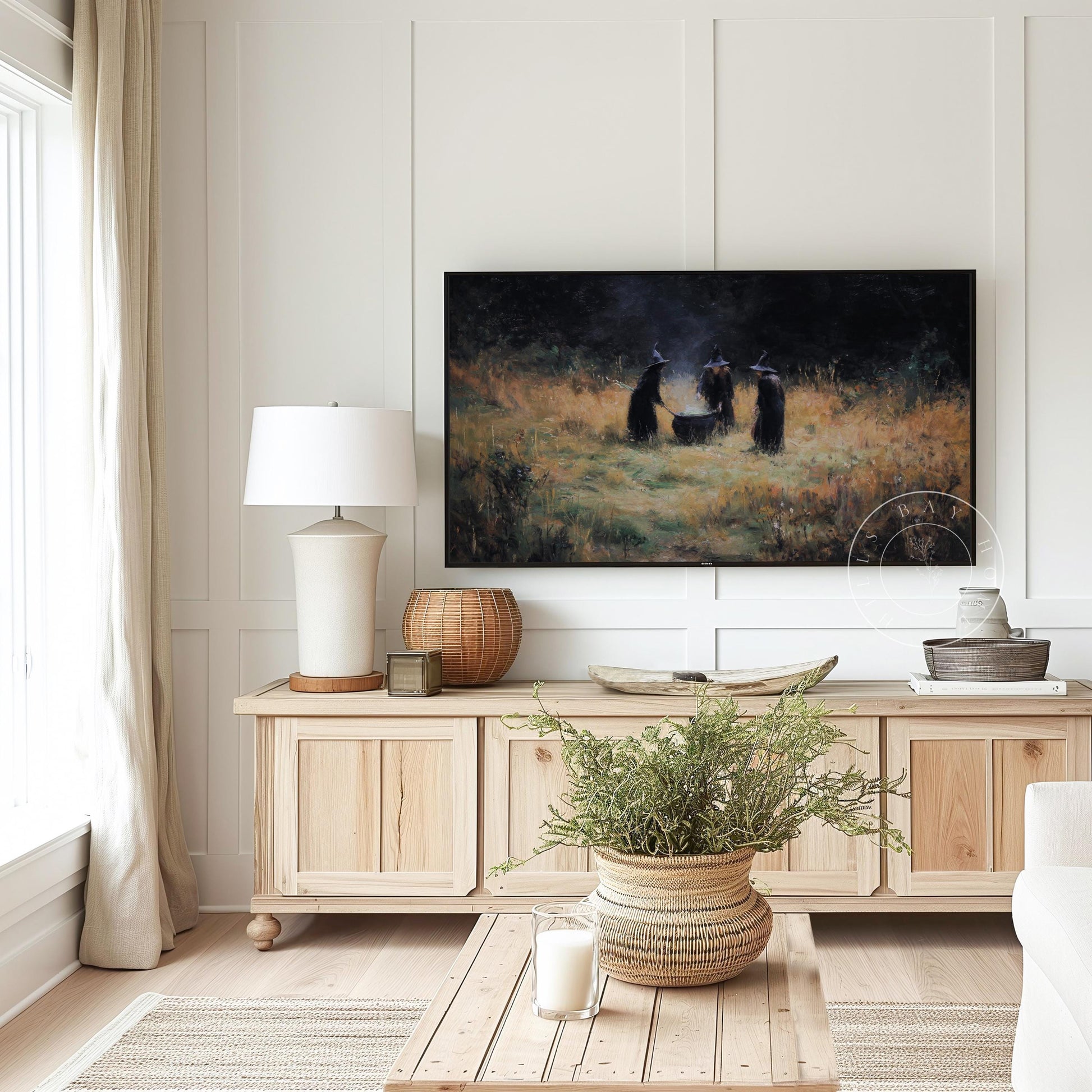 Halloween Frame Tv Art, Digital Download Art for Frame Tv, Fall Tv Art, Witches Tv Art, Painting Frame Tv Art, Spooky Tv Art