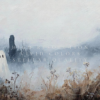 Graveyard Ghost Frame Tv Art, Digital Download Art for Frame Tv, Fall Tv Art, Halloween Tv Art, Painting Frame Tv Art, Spooky Tv Art