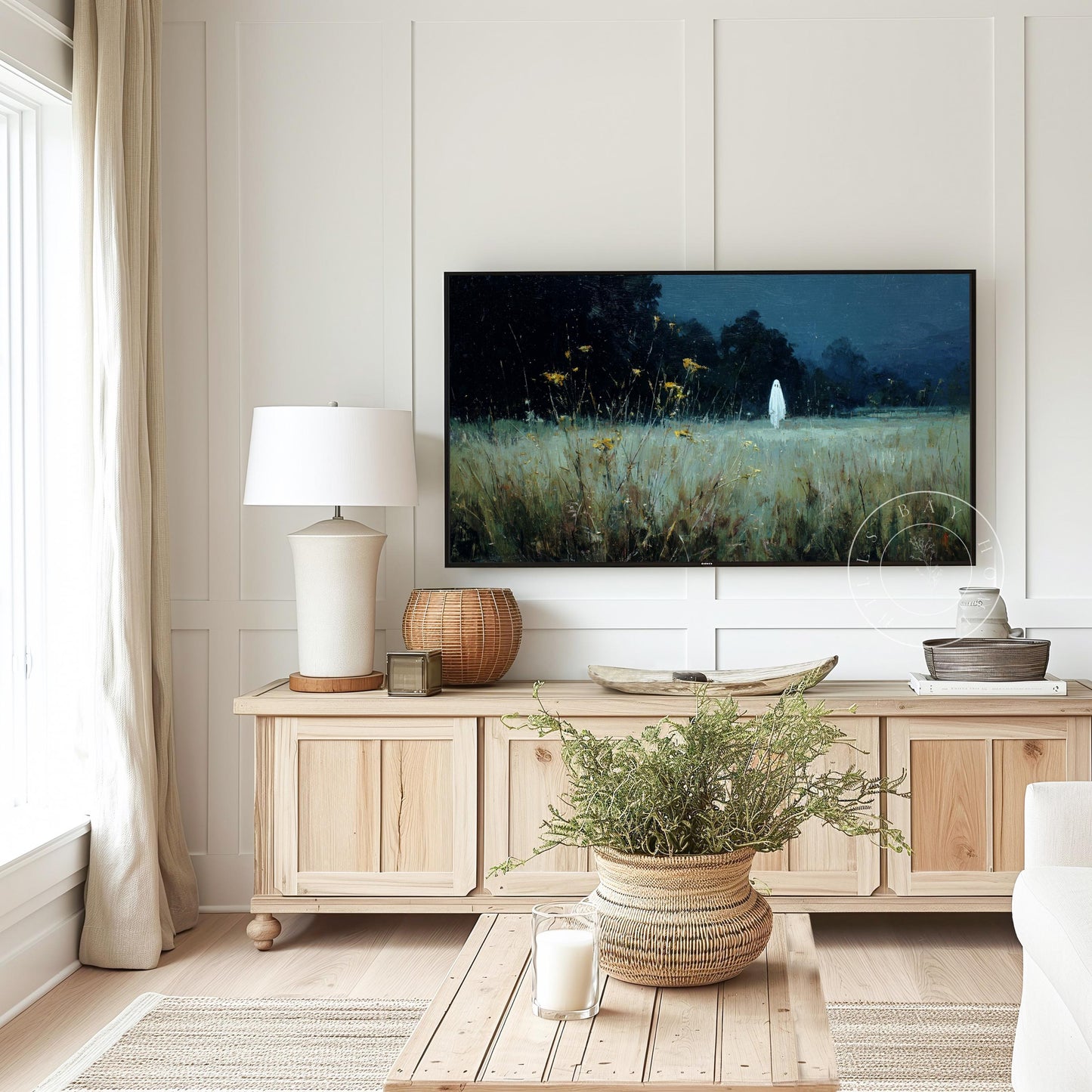 Lone Ghost Frame Tv Art, Digital Download Art for Frame Tv, Fall Tv Art, Halloween Tv Art, Painting Frame Tv Art, Spooky Tv Art